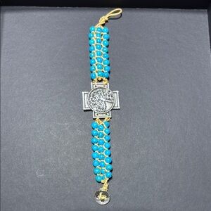 Turquoise and Gold Beaded Bracelet
